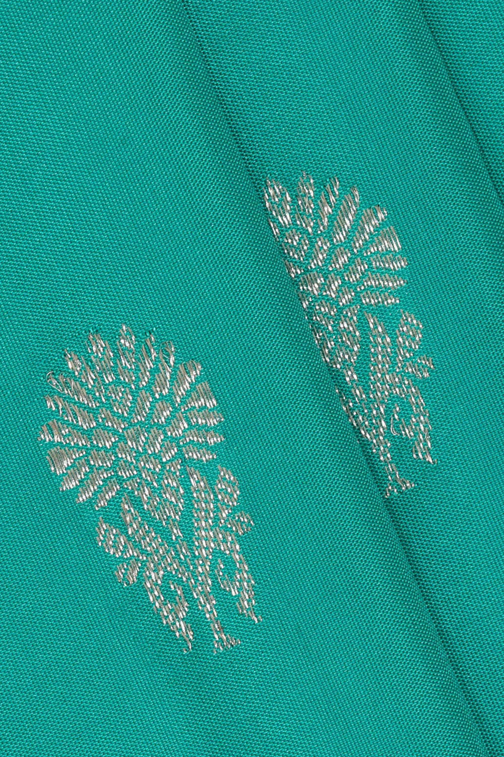 Image of Kanchipattu Turquoise Blue Brocade Saree